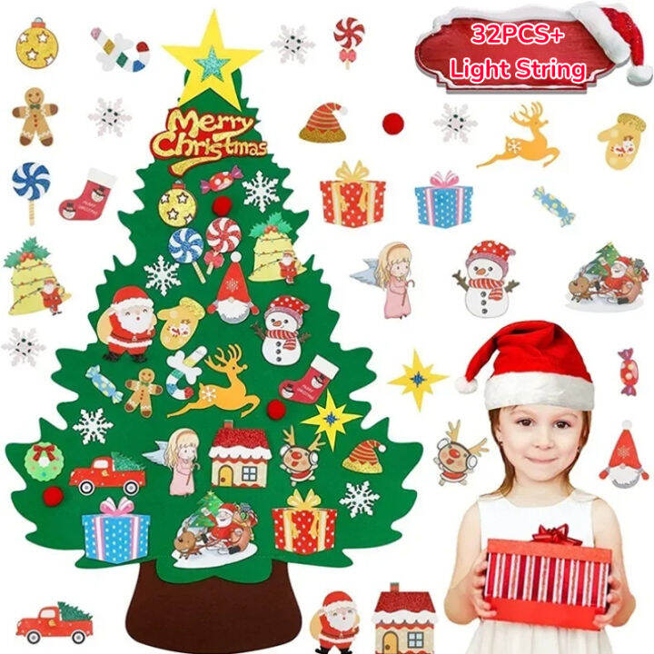 DIY Felt Christmas Tree Wall Hanging Decorations Navidad Xmas Tree with