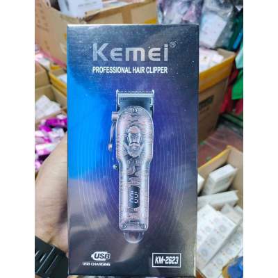 kemei km-2623 ปัตตาเลี่ยนตัดผม มีจอledบอกแบต ลวดลายวินเทจลุงหนวด