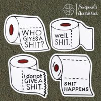 ?? พร้อมส่ง : เข็มกลัดเซ็ทม้วนกระดาษทิชชู่ “SH*T HAPPENS” | “SH*T HAPPENS” Tissue Paper Roll Enamel Brooch Pin Set.