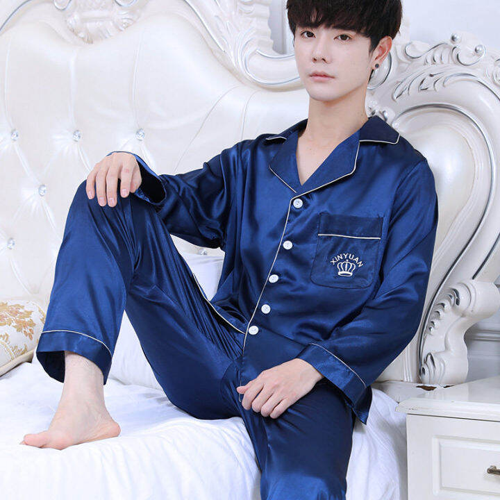 Sy Men's 100 Ice Silk Comfort plus Size Pajamas Lazada