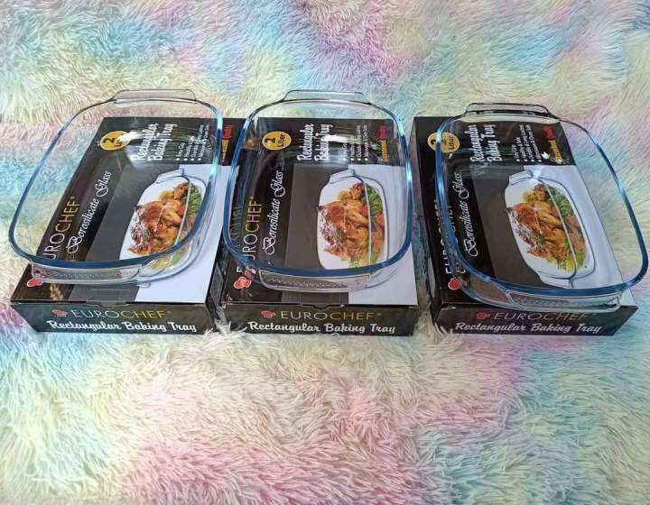 3PCS SET EUROCHEF 2 LITERS RECTANGULAR GLASS BAKING TRAY Lazada PH