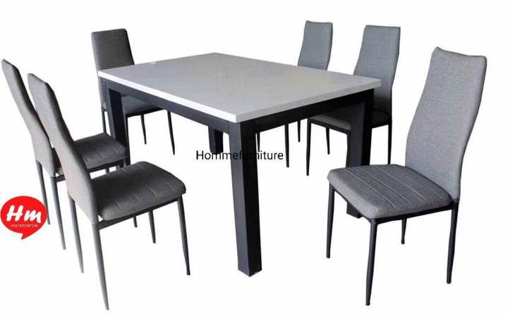 ชุดโต๊ะกินข้าวท็อปหิน100-เก้าอื้หุ้มด้วยหนังชุด6ทื่นั่ง2แบบ150x70x75ซมเซ็คสินค้าก่อนซื้อ