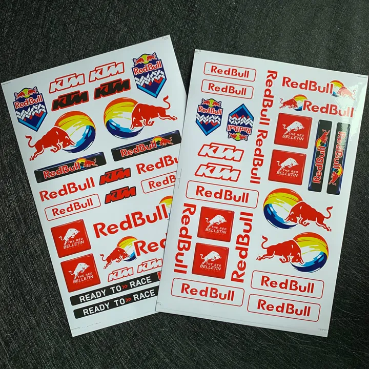 2 Sets of Red Bull PVC Regular Vinyl Sticker Decals KTM Motorcycle ...