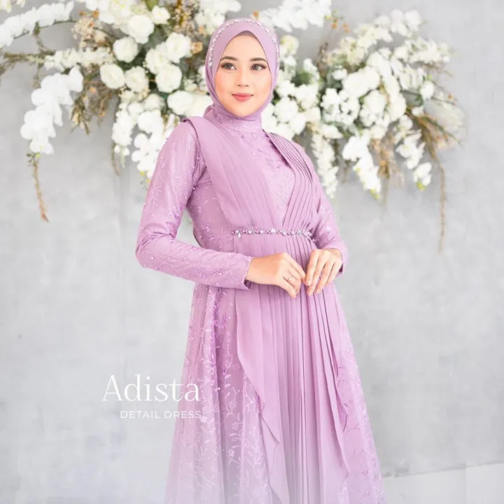 Baju Gamis Gaun Dress Brukat Acara Pesta Lamaran Kondangan Tunangan Akad Nikah Pengantin Wanita Dewasa Terbaru