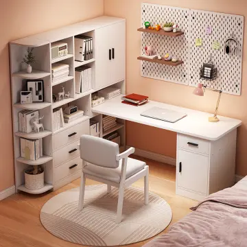 Desk with Bookshelf One Table Home with Drawers Student Study Desk Girl  Bedroom - China Computer Desks, Study Table Computer Desk