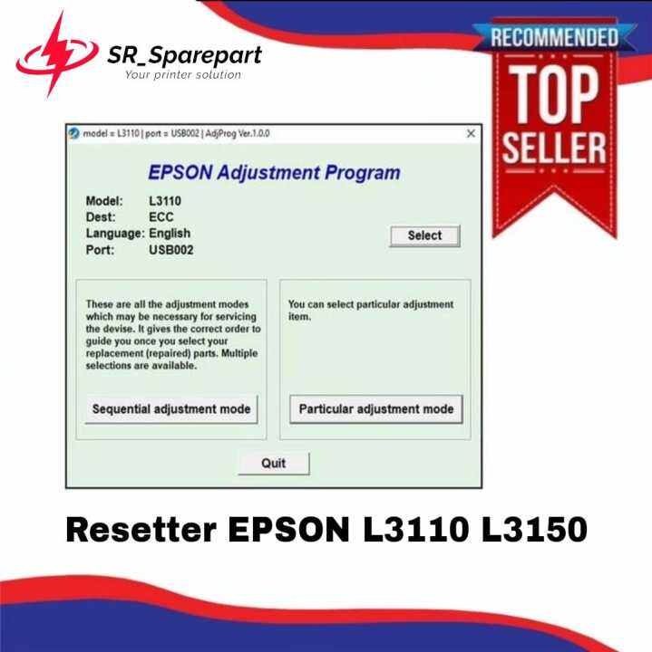 Resetter Epson L3110/L3150 Lazada Indonesia