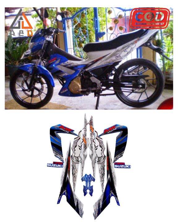 Stiker Striping Lis Body Motor Suzuki Satria FU F150 Barong 2011 Biru ...
