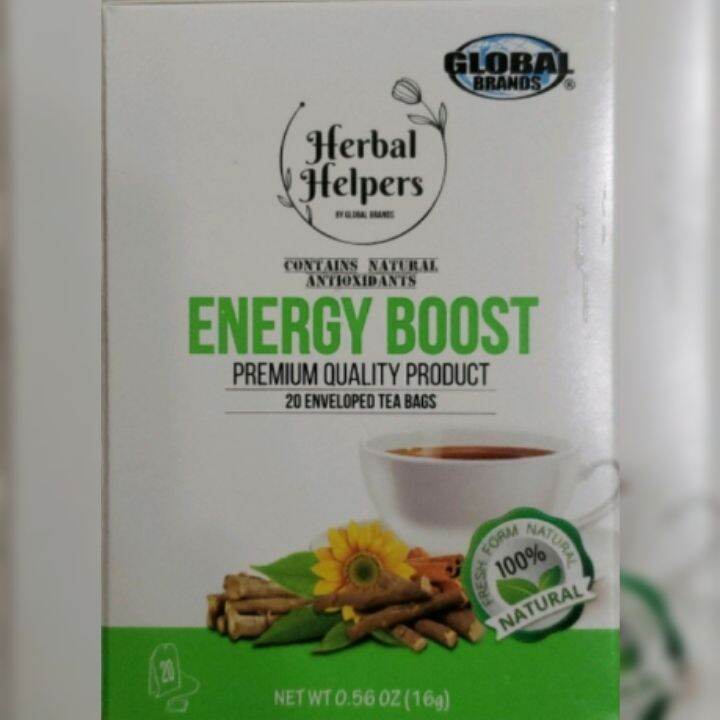Energy Boost Herbal Tea 20 Enveloped Teabags Ashwagandha Licorice Green