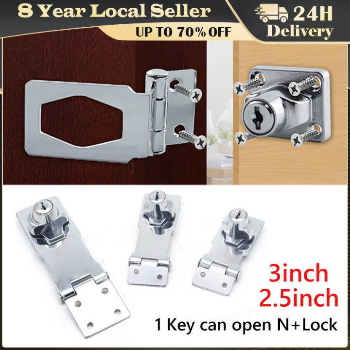 3Inch Locking Hasp and Staple with Keys Padlock Garage Lock Cupboard