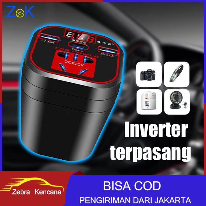 Car Power Inverter 200W 12V/24V Pengisi Daya Inverter 220V Car Charger ...