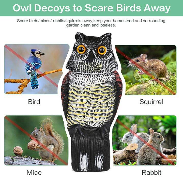 Owl Decoy to Scare Birds Away Deterrent Garden Owls Bird Scare Devices