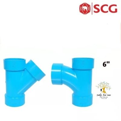 SCG ข้อต่อสามทางทีวาย สามทางวาย แบบบาง อุปกรณ์ท่อร้อยสายไฟ PVC สีฟ้า ขนาด 6 นิ้ว เอสซีจี