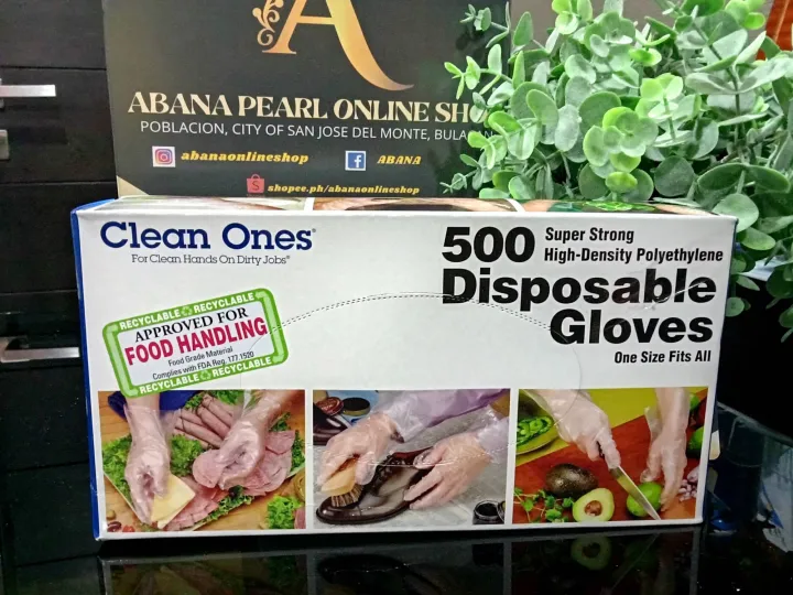 Clean Ones Disposable HDPE Poly Gloves, One Size Fits All 500ct Lazada PH