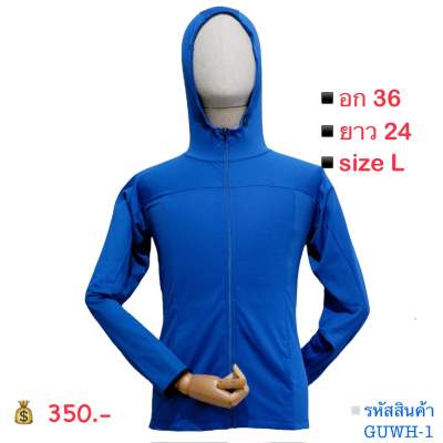 GU By Uniqlo เสื้อคลุม มีฮู้ด ผ้านิ่มๆ ใส่สบาย ระบายอากาศได้ดี (สีน้ำเงิน)