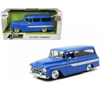 1957 Chevrolet Suburban Blue with White Stripes  Just Trucks  1:24 Diecast Car