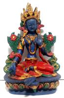 Resin Statue Of Green Tara In Dark Blue Color 13cm