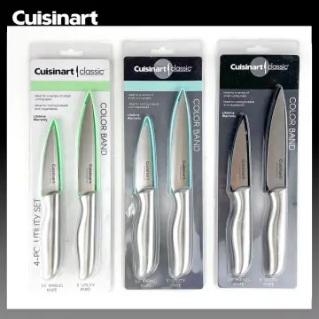 Cuisinart Classic 4pc Stainless Steel Utility Paring Knife Set with Blade  Guards Silver