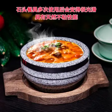 BOBIKUKE Korean Stone Pot With Lid Nonstick Casserole Soup Pot Induction  Kitchen Cookware Dish Bowl Stone Bibimbap Cast Aluminum