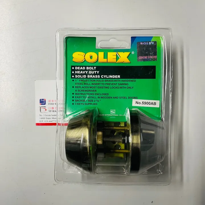 [100 ORIGINAL] SOLEX HEAVY DUTY DEAD BOLT DOOR LOCK / WOOD DOOR LOCK