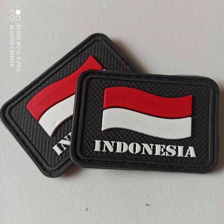 PATCH RUBBER BENDERA MERAH PUTIH DASAR HITAM/TEMPELAN KARET EMBLEM ...