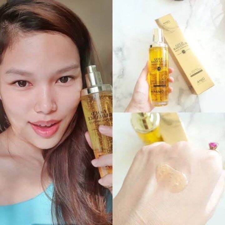 anjo-gold-radiance-skin-essence-24k-whitening-amp-anti-wrinkle-150ml-เอสเซ้นต์ผสมทองคำบริสุทธิ์-99-9-มีส่วนผสมจากธรรมชาติ-ช่วยลดริ้วรอย