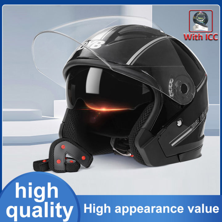 Anak ICC Sticker Original Helmet Half Face Dual Visor Motorcycle for ...