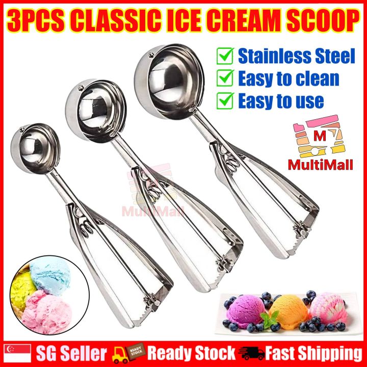 3Pcs Ice Cream Scoop, Trigger Release Stainless Steel Biscuit Scoop, Large,  Medium/small Baking Scoop, Baking Biscuit Scoop, 3-piece Set, with Biscuit  Dough Scoop 