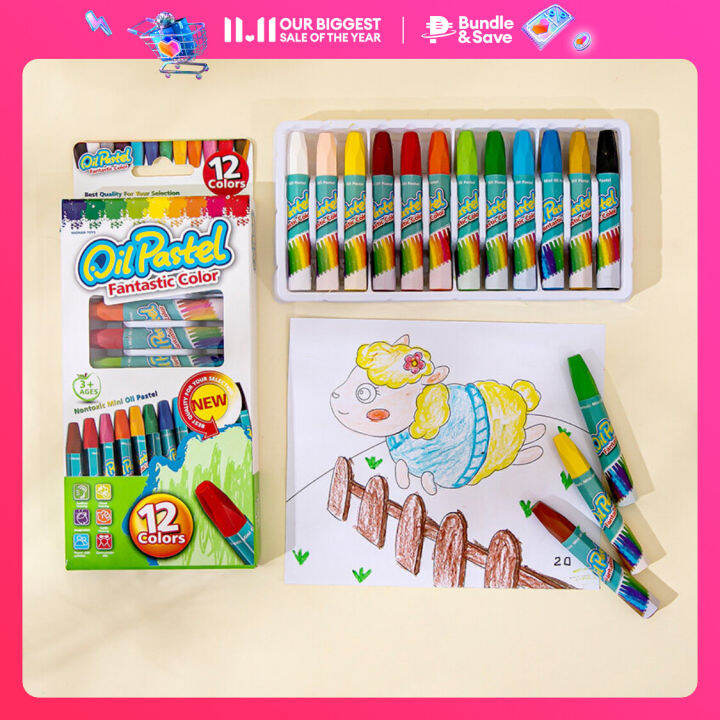 Oil crayons 12 colors, oil crayons are suitable for children's indoor