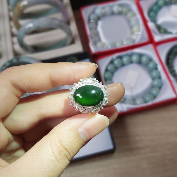 หยกแท้จากพม่า100-พร้อมใบรับรองของแท้-หยก-jadeite-jade-type-a-อิ่มตัวสีน้ำเงินอมเขียว-หยก-15-71-g