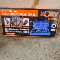 KONY ชุดบล๊อกเดือยโผล่หัวดอกจัน ดาว  10 pcs TORX-STAR IMPACT SOCKET BIT ขนาดหัวขับ1/2"(4หุน) ประกอบไปด้วยเบอร์ T20 T25 T27 T30  T40 T45 T47 T50 T55