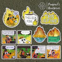 ʕ •ᴥ•ʔ ✿ พร้อมส่ง :  เข็มกลัดเซ็ทตัวการ์ตูนหมา This is Fine | Dog Comic “This is Fine” Enamel Brooch Pin Set.