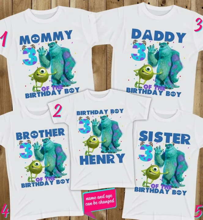 Personalized Monster Inc Birthday Shirt, Monsters inc Family Birthday Boy  Shirts, Matching Birthday Family Shirt Ideas | Lazada PH