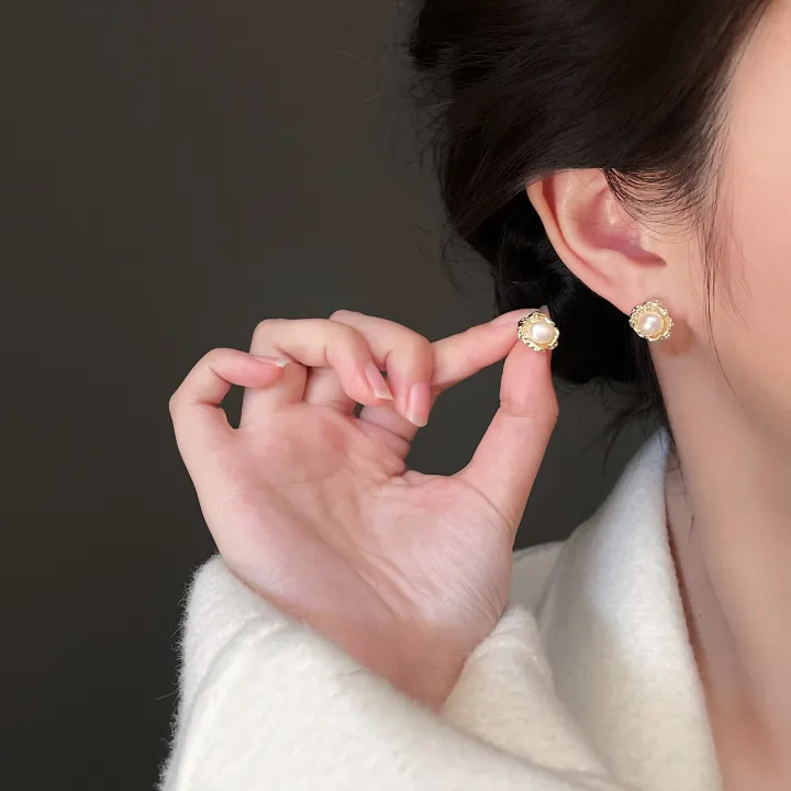 Baroque Fantasy Natural Pearl Earrings Stud Earrings Mosquito Coil Ear