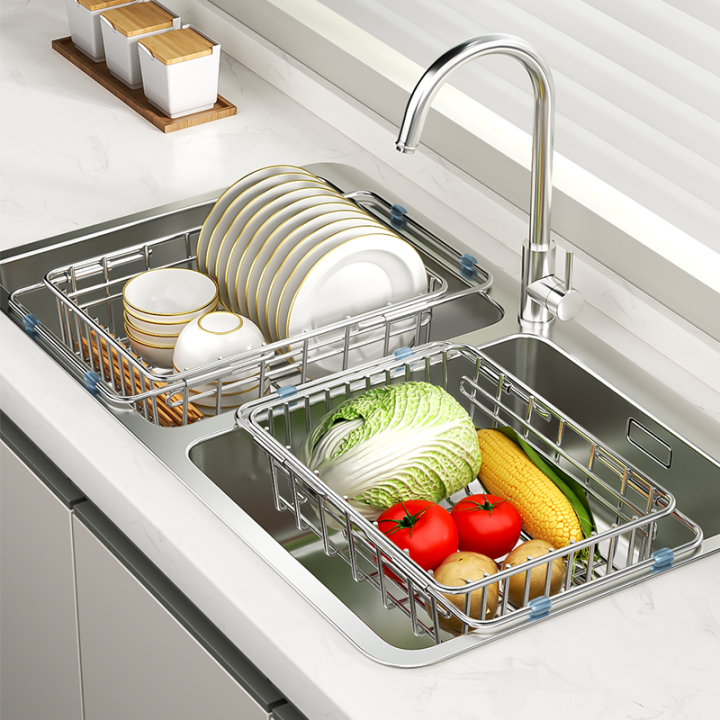 Sink Drainage Basket Stainless Steel Sink Washing Basin Retractable ...