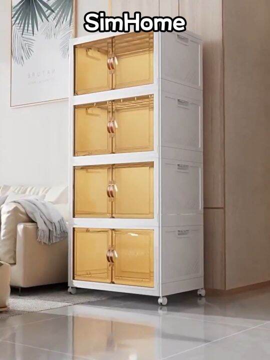 SimHome 3/5 Layers Large Capacity Storage 2 Doors Foldable Storage Box Multipurpose