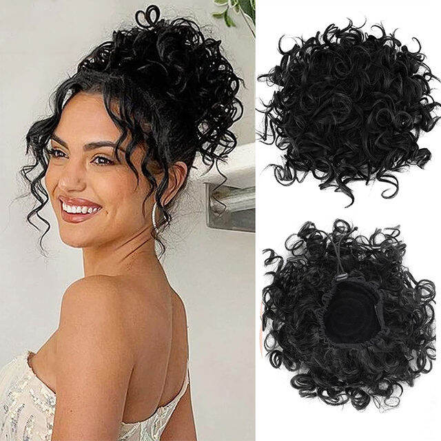 Synthetic Messy Curly Hair Bun Hairpiece Elastic Drawstring Ponytail