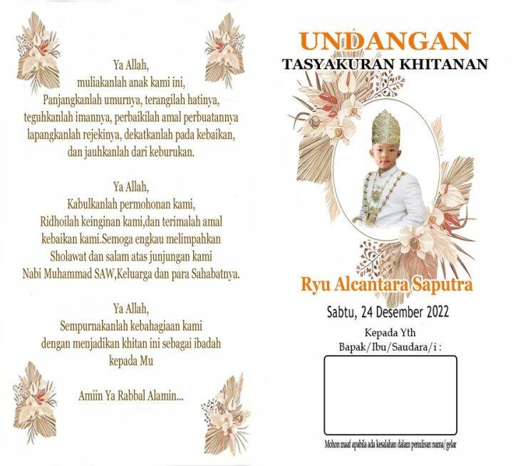 (100pcs) Undangan khitanan sunatan tasyakuran murah bagus simple unik