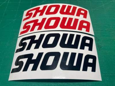 สติกเกอร์ Showa ขนาด 13 cm จำนวน 1 คู่ honda yamaha suzuki kawasaki-----