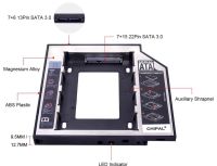 12.7MM 2nd SATA Hard Disk Drive HDD SSD Caddy Adapter Tray for Lenovo IdeaPad G570 G580 G585 G770 หนา 12.7mm