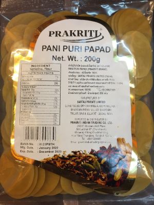 Prakriti pani puri chips 200gm packing (แผ่นแป้งทอดปานี้ปูรี)