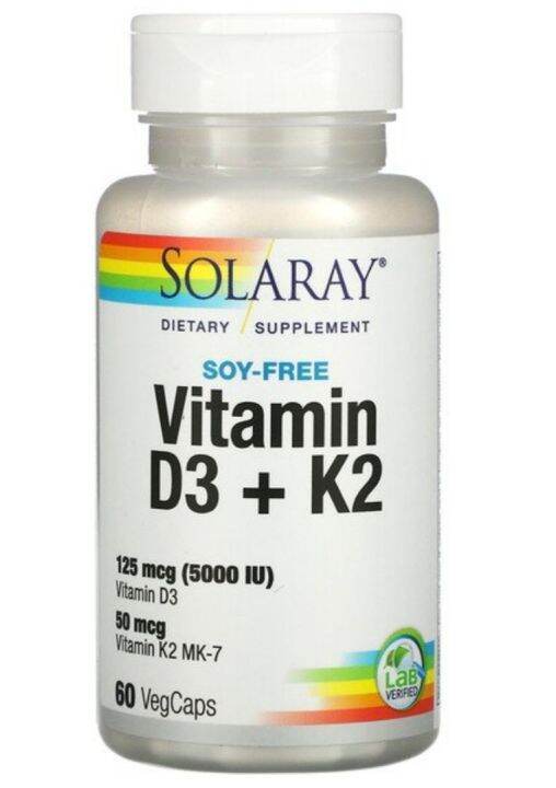 Solaray Vitamin D3 + K2, SoyFree, 60 Veg Capsules Lazada PH