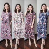 Fashion Pleat Dress แฟชั่นชุดอัดพลีท ชุดเดรสลายกราฟฟิก อัดพลีทยืดFreesize แฟชั่นสาวอวบ เดรสสาวอวบVp70 mick