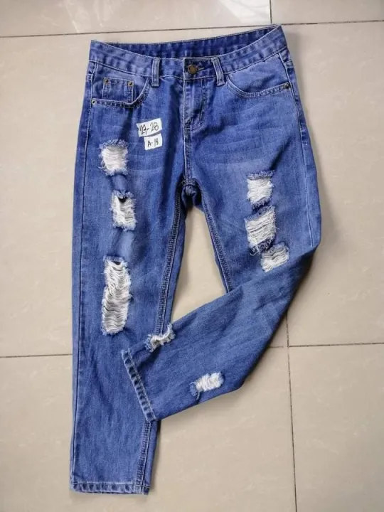 Ukay TATTERED PANTS BUY 3 FOR 160 random pick design | Lazada PH