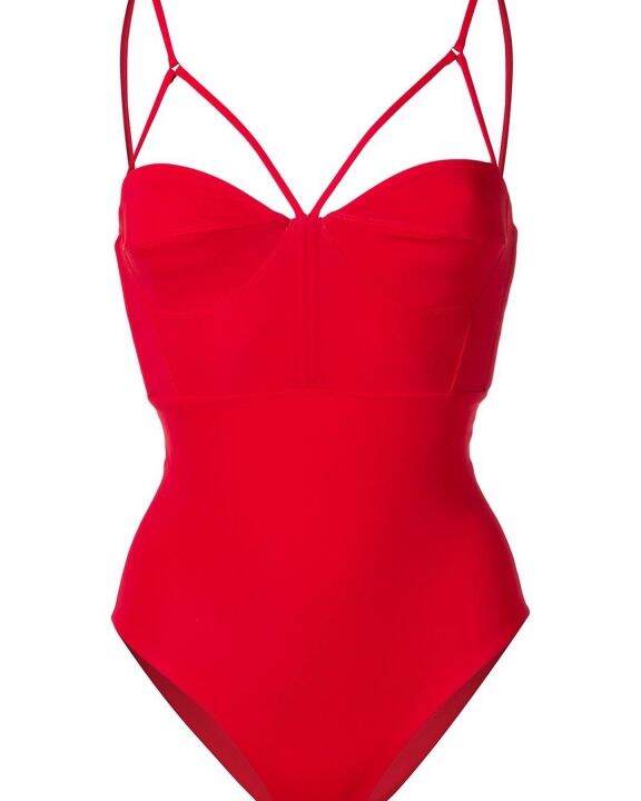 angelys-balek-bustier-one-piece-swimsuit-สีแดง-ชุดว่ายน้ำ-วันพีซ