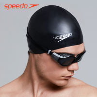 SPEEDO หมวกว่ายน้ำซิลิโคน SPEEDO หมวกว่ายน้ำป้องกันหูกันน้ำสำหรับผู้ชายผมยาวหมวกว่ายน้ำสำหรับฝึกอาชีพใส่สบายไซส์ใหญ่พิเศษ