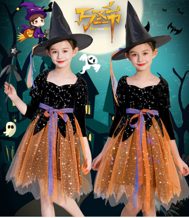 Baby Halloween Western Style Children's Wear Girl Witch Cosplay Thin ...