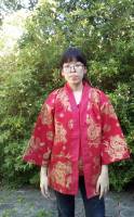 Yukata เสื้อคลุมยูกาตะสีแดงพิมพ์ลายมังกรทอง เสื้อแดงตรุษจีน ใส่ได้ทั้งชายและหญิง