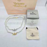 VIVIENNE WESTWOOD MINI BAS RELIEF PEARL CHOKER Hi end 1:1 สร้อยคอไข่มุกวิเวียน จี้ฝังเพชรดาวเสาร์  อะไหล่เงิน - ทอง งานระดับไฮเอน  ไข่มุกเป็นแบบผูกปมทุกเม็ด ตามแบบของแท้  ด้านหลังมีป้ายปั๊มโลโก้