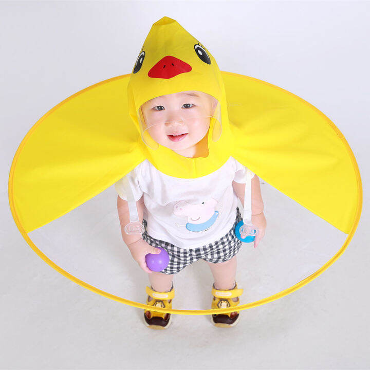 Children's Raincoat Small Yellow Duck Flying Saucer Baby Poncho Cape Style Boys and Girls