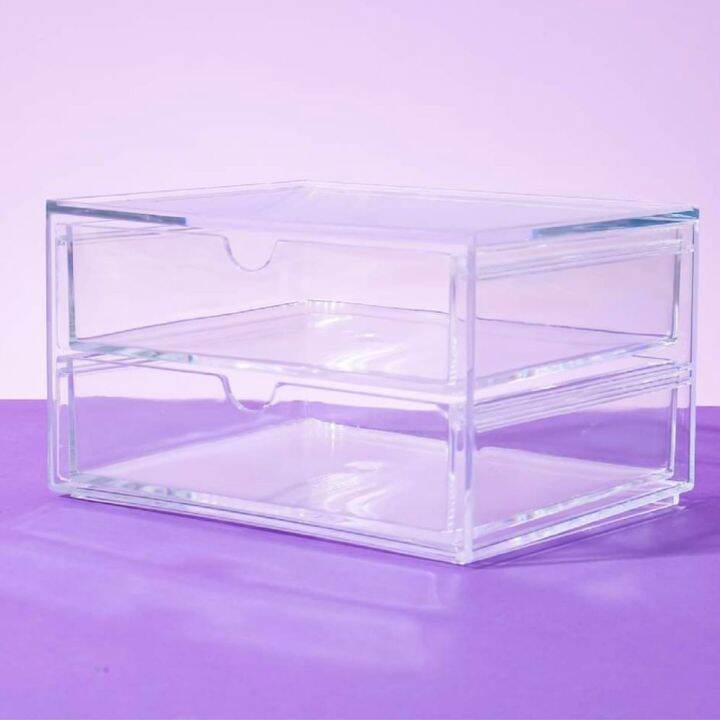 ACRYLIC BOX 2 DRAWER ORGANIZER JEWELRY BOX SERIES 2 (no holder knob) by